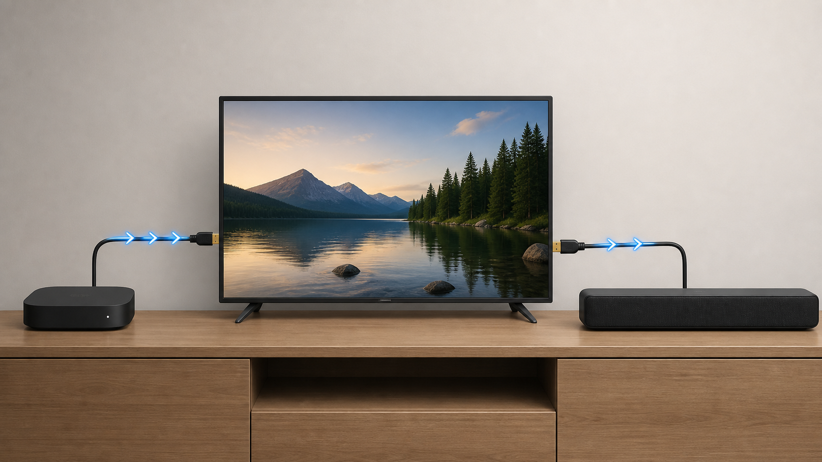 Streaming device audio and video passing through a television to a soundbar