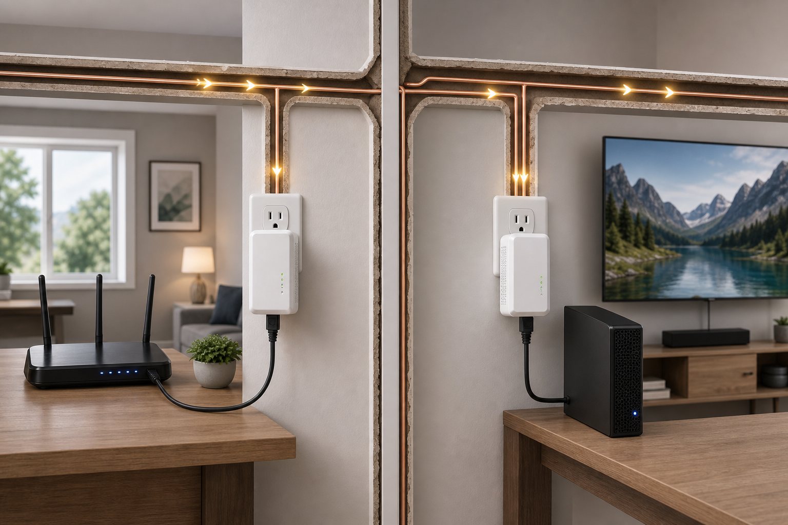Powerline adapters carrying Ethernet over home electrical wiring