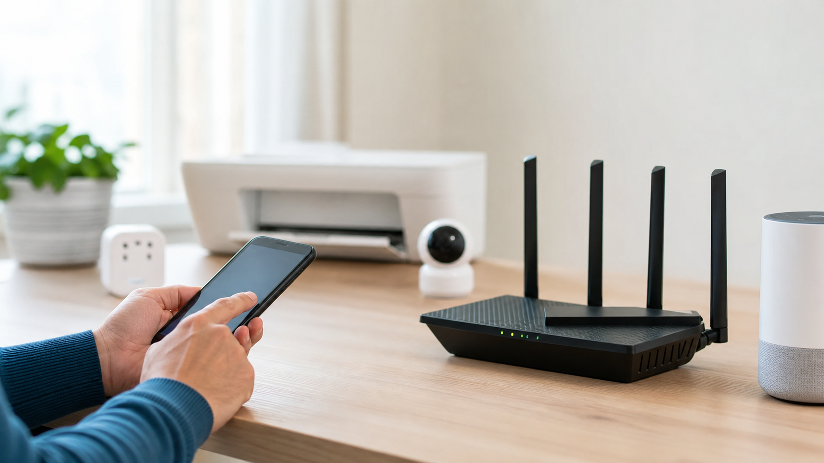 Wi-Fi router showing the difference between 2.4 GHz and 5 GHz wireless bands