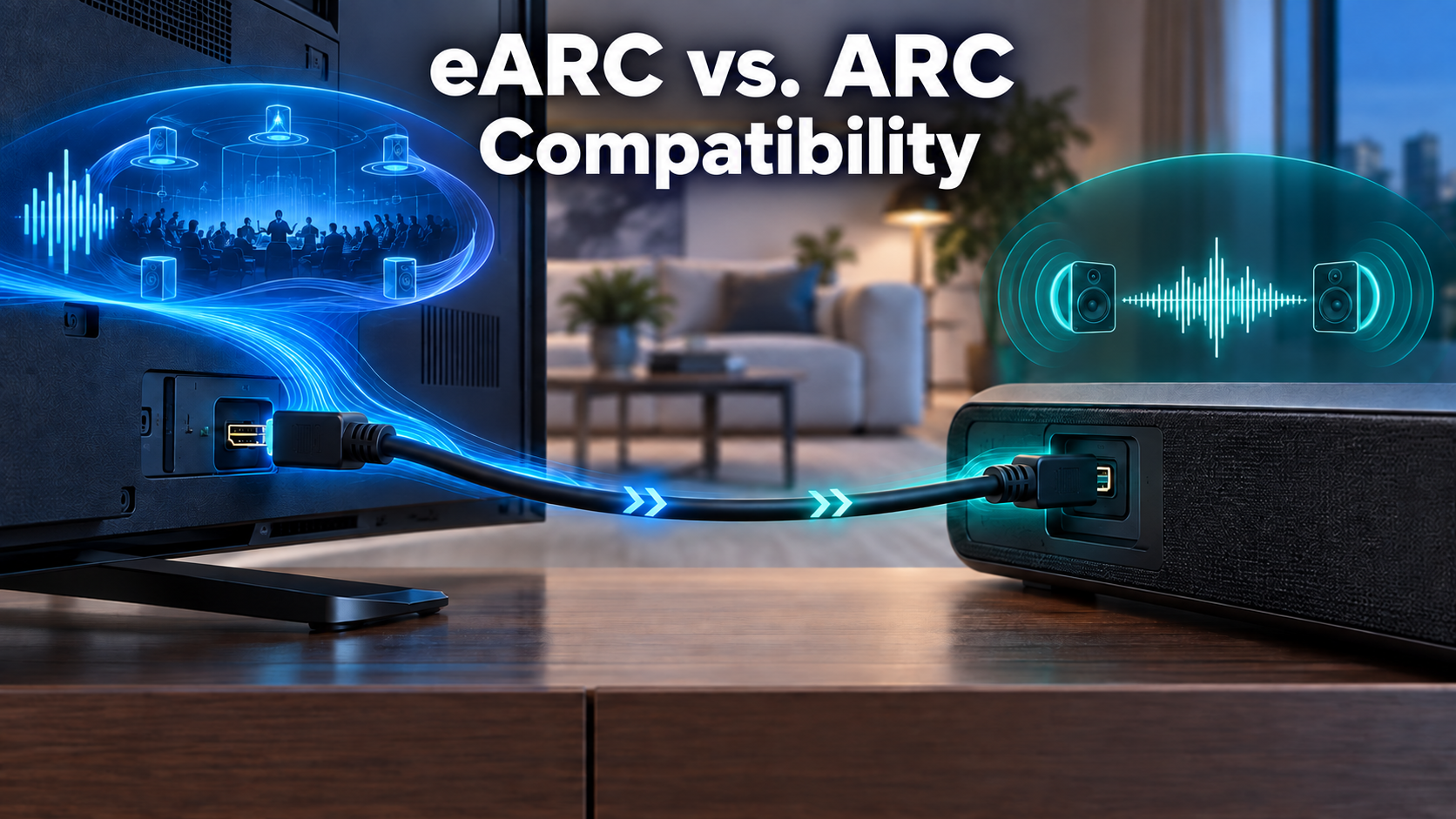eARC versus ARC comparison for a TV and soundbar HDMI connection